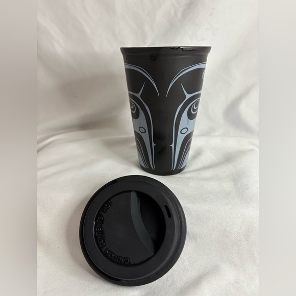 Ceramic Native Coffee/Tea cup with lid - Picture 3 of 4